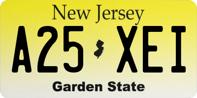NJ license plate A25XEI