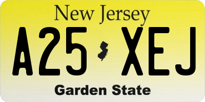 NJ license plate A25XEJ