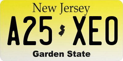 NJ license plate A25XEO