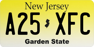 NJ license plate A25XFC