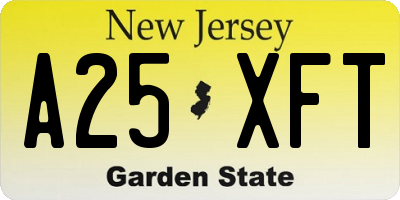 NJ license plate A25XFT