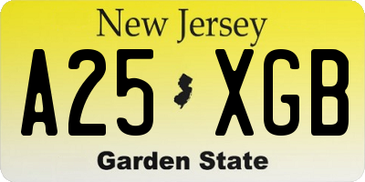NJ license plate A25XGB