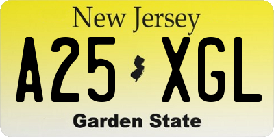 NJ license plate A25XGL