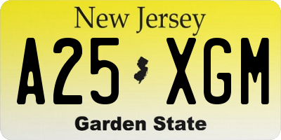 NJ license plate A25XGM