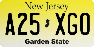 NJ license plate A25XGO