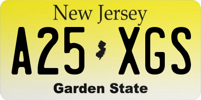 NJ license plate A25XGS