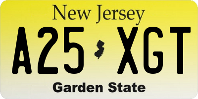 NJ license plate A25XGT