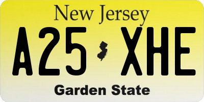 NJ license plate A25XHE