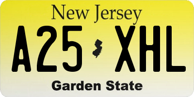 NJ license plate A25XHL