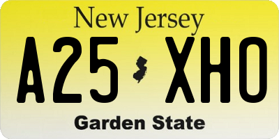 NJ license plate A25XHO