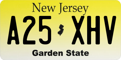 NJ license plate A25XHV