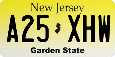 NJ license plate A25XHW