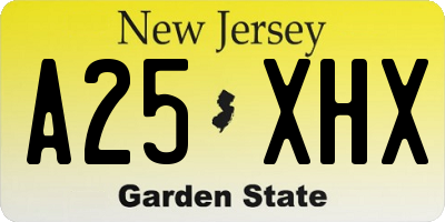 NJ license plate A25XHX
