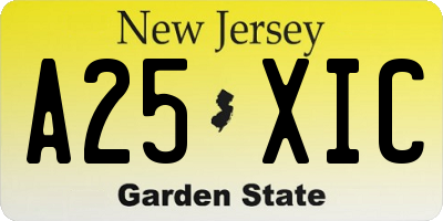 NJ license plate A25XIC