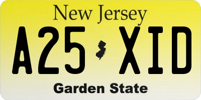 NJ license plate A25XID