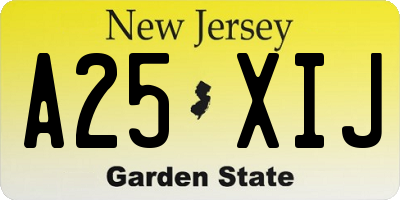 NJ license plate A25XIJ