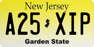 NJ license plate A25XIP