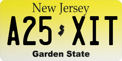 NJ license plate A25XIT