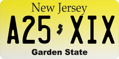 NJ license plate A25XIX