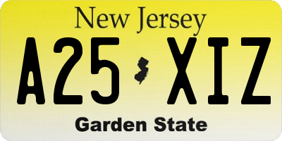 NJ license plate A25XIZ
