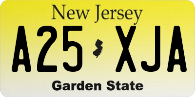 NJ license plate A25XJA