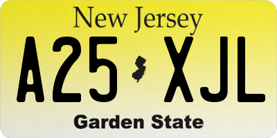 NJ license plate A25XJL