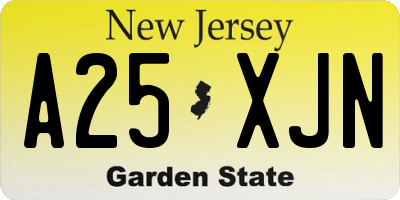NJ license plate A25XJN
