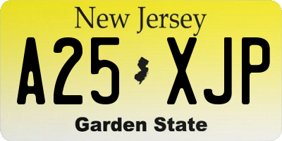 NJ license plate A25XJP