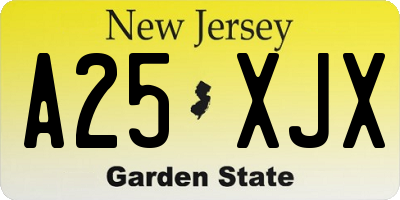 NJ license plate A25XJX