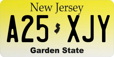 NJ license plate A25XJY
