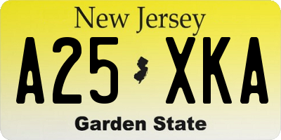 NJ license plate A25XKA