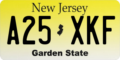 NJ license plate A25XKF