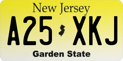 NJ license plate A25XKJ