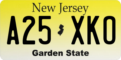 NJ license plate A25XKO
