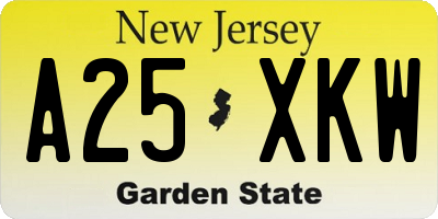 NJ license plate A25XKW