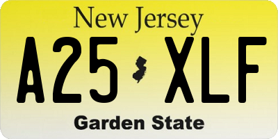 NJ license plate A25XLF
