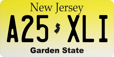NJ license plate A25XLI