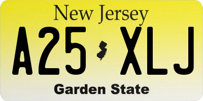 NJ license plate A25XLJ