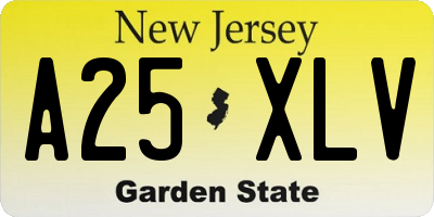 NJ license plate A25XLV