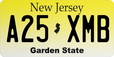 NJ license plate A25XMB