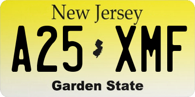 NJ license plate A25XMF