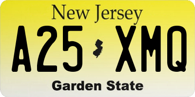 NJ license plate A25XMQ