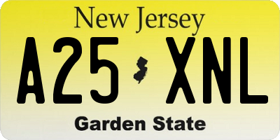 NJ license plate A25XNL
