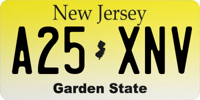 NJ license plate A25XNV