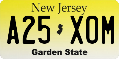 NJ license plate A25XOM