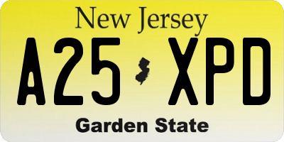 NJ license plate A25XPD