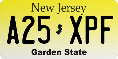 NJ license plate A25XPF