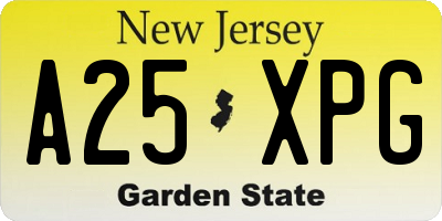 NJ license plate A25XPG