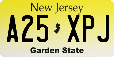 NJ license plate A25XPJ