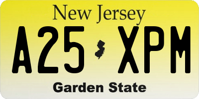 NJ license plate A25XPM